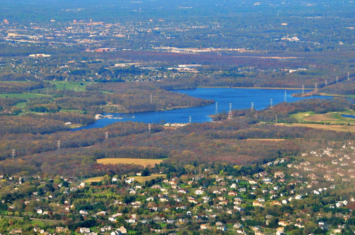 The lake in Mercer County Park from the air
